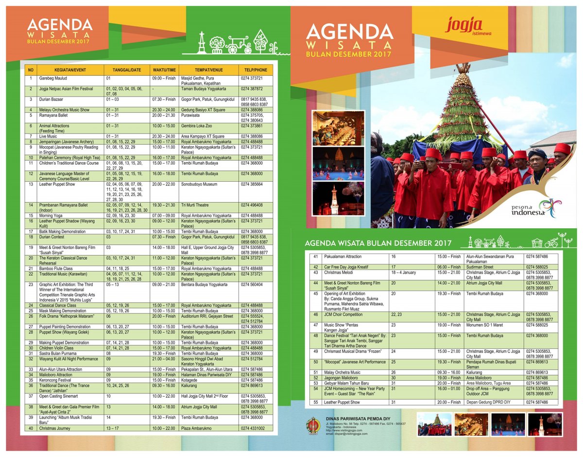 Agenda Wisata Bulan Desember 2017