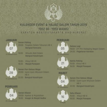 Kalender Event dan Hajad Dalem Keraton Yogyakarta