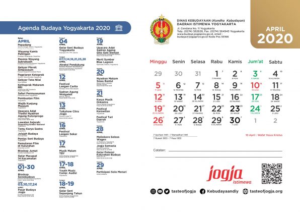 Kalender Agenda Budaya DIY tahun 2020