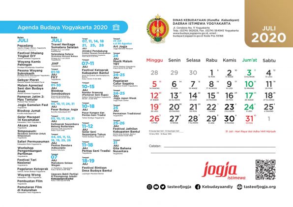 Kalender Agenda Budaya DIY tahun 2020