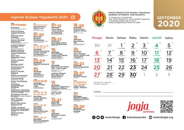 Kalender Agenda Budaya DIY tahun 2020